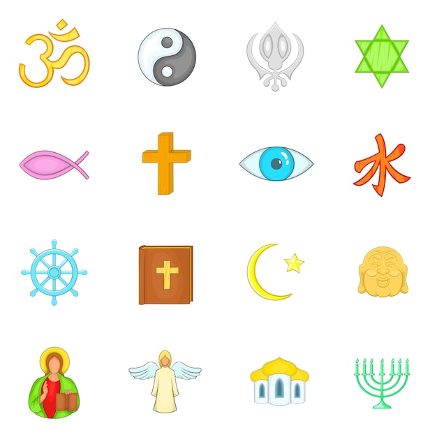 Vector conjunto de iconos de religión