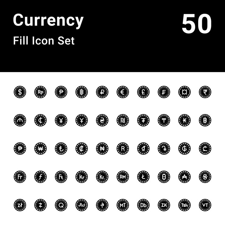 Conjunto de íconos de relleno de moneda