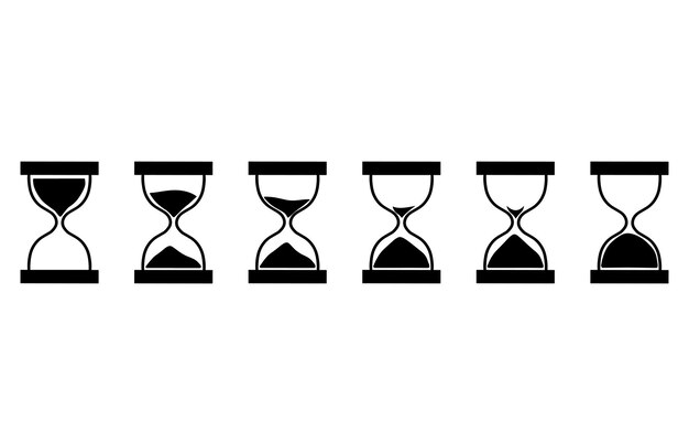 Un conjunto de iconos de reloj de arena Ilustración vectorial sobre un fondo blanco