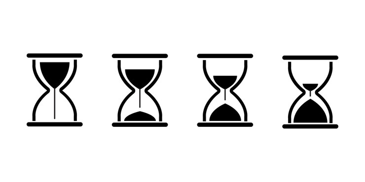 Conjunto de iconos de reloj de arena Símbolo de vidrio de arena Recargar icono del temporizador de reloje de arena Vector de cronómetro de reloj