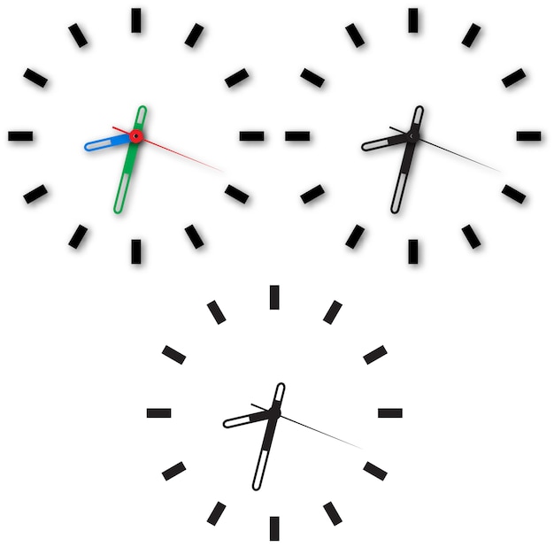 Vector conjunto de iconos del reloj en el fondo blanco.