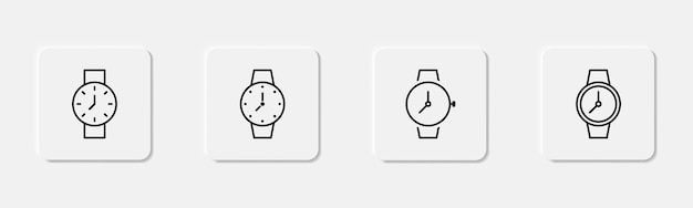 Conjunto de iconos de reloj de muñeca Icono de línea de reloj de muñeca Conjunto de relojes de muñeca redondos y cuadrados