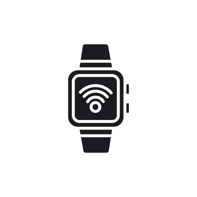 Conjunto de iconos de relojes inteligentes símbolo vectorial de relojes electrónicos digitales portátiles en estilo de relleno y contorno en negro