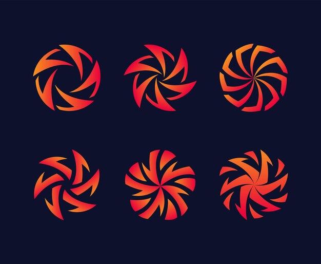 Conjunto de iconos de remolino espiral giro espiral círculo remolino círculos giro curva espiral vector libre