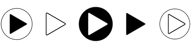 Conjunto de iconos de reproducción. Símbolo de ilustración vectorial de jugador. Botón de música negra.