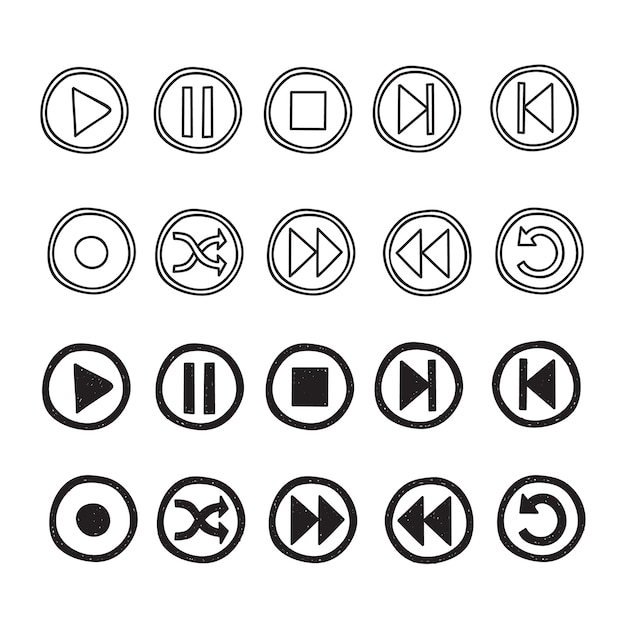 conjunto de iconos de reproductor multimedia