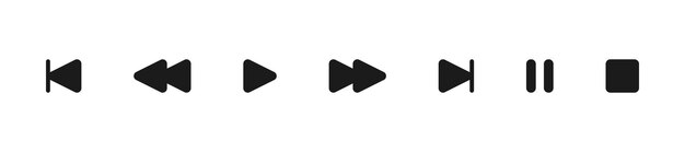Conjunto de iconos de reproductor de música multimedia Vector aislado