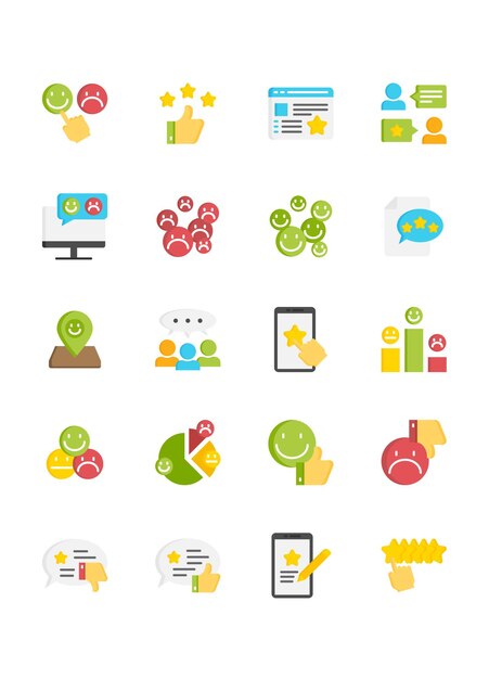 conjunto de iconos de retroalimentación revisión de la encuesta de experiencia del cliente