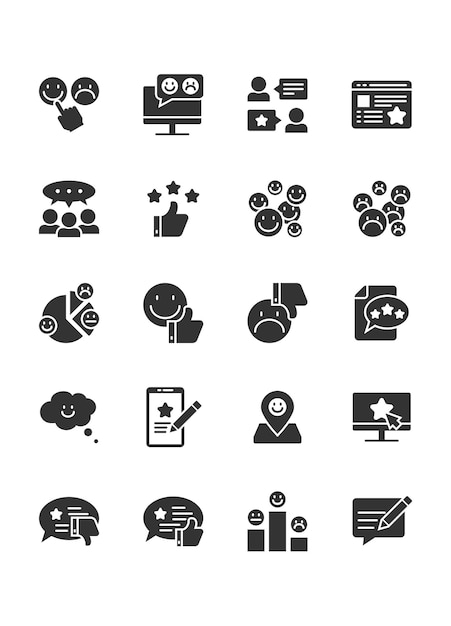 conjunto de iconos de retroalimentación revisión de la encuesta de experiencia del cliente