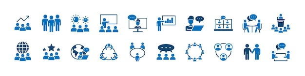 conjunto de iconos de reunión equipo conderence