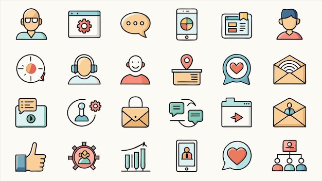un conjunto de iconos para una reunión de negocios