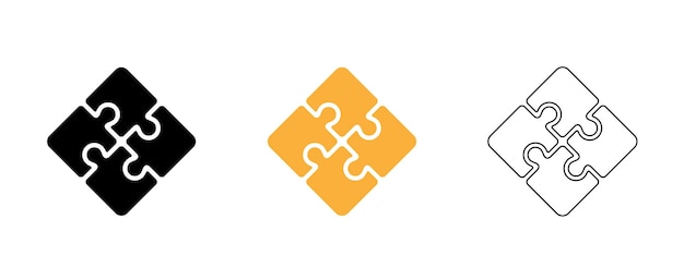 Conjunto de iconos de rompecabezas iconos de línea delgada ilustración de juego de rompecabezas de trazo editable