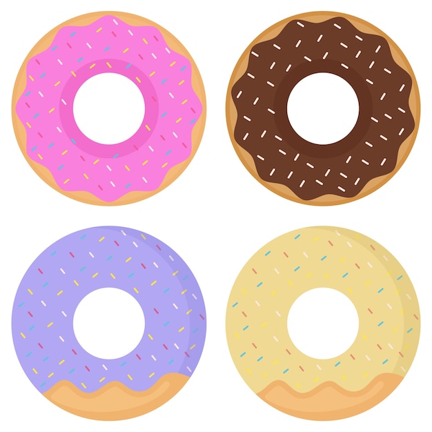 Conjunto de iconos de rosquillas aislados en fondo blanco