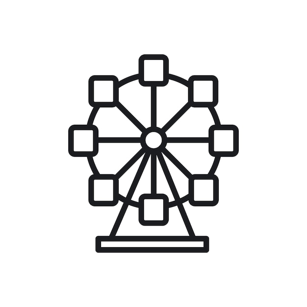 El conjunto de iconos de la rueda de la ferris, el parque, el festival, el carrusel, el símbolo vectorial, la feria, el carnaval, el cartel de la Rueda de la Ferris, en estilo negro, lleno y delineado.