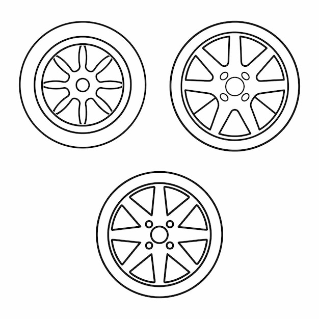 Conjunto de iconos de ruedas de automóviles