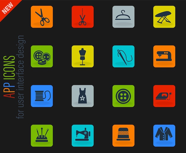 Conjunto de iconos de sastrería