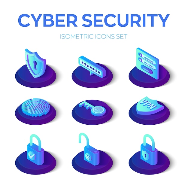 Conjunto de iconos de seguridad cibernética