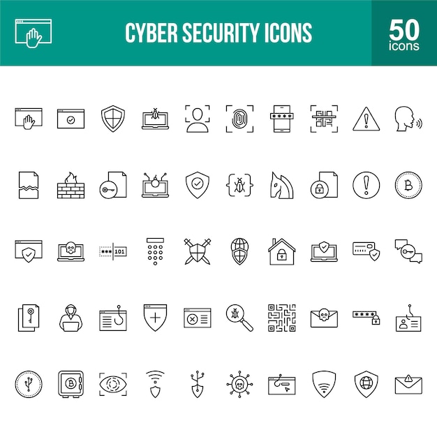 Conjunto de iconos de seguridad cibernética