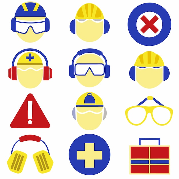 Conjunto de iconos de seguridad en la construcción