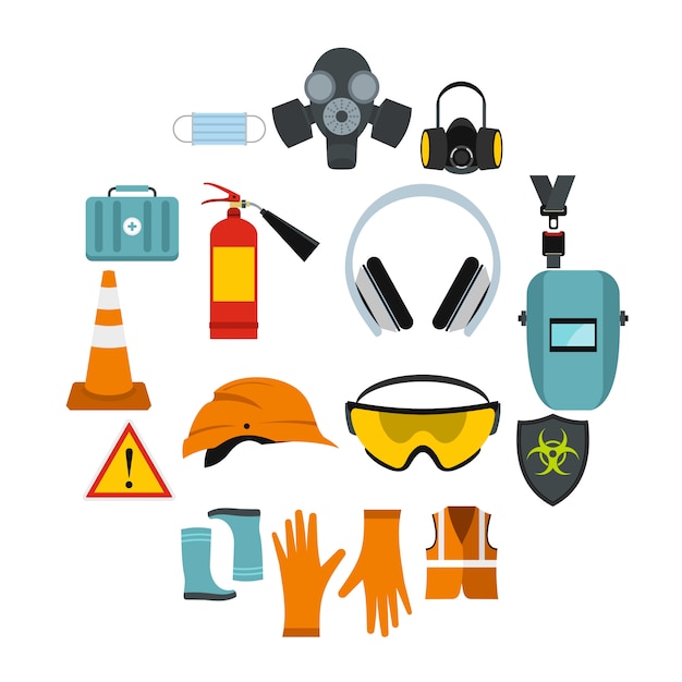 Vector conjunto de iconos de seguridad, estilo plano