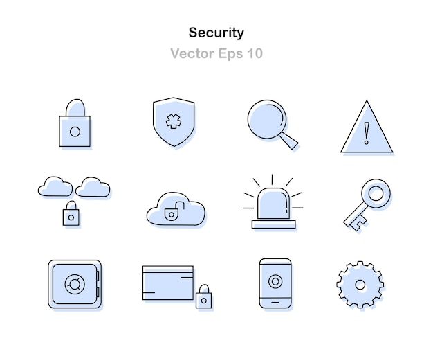 conjunto de iconos de seguridad vector de paquete