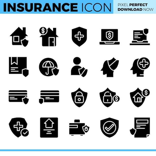 Conjunto de iconos de seguro vectorial