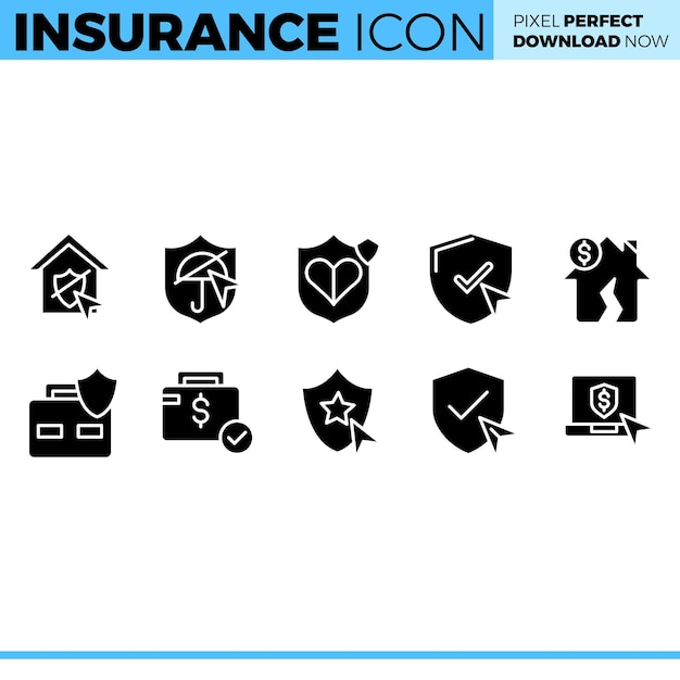 Conjunto de iconos de seguro vectorial