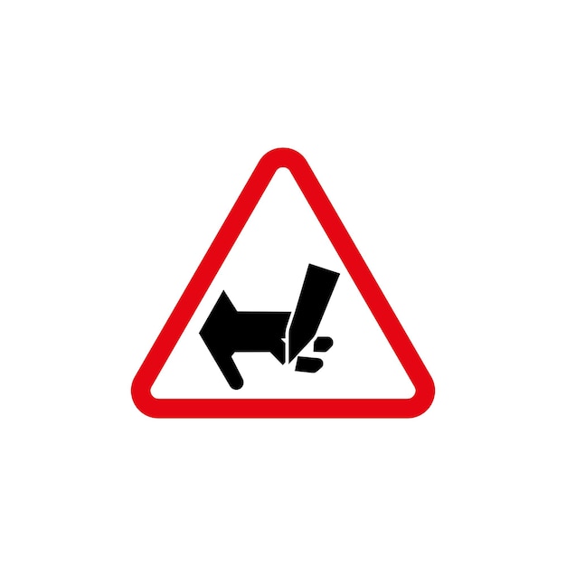 Conjunto de iconos de señal de cuchilla recta de la mano de corte Advertencia sobre los riesgos de cortes por objetos afilados Símbolo vectorial en un estilo de relleno y contorno en negro Señal de prevención de cortes y seguridad de objetos afilado