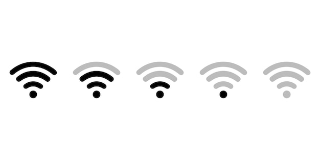 Conjunto de iconos de señal inalámbrica WiFi Diferentes niveles de comunicación Ilustración vectorial