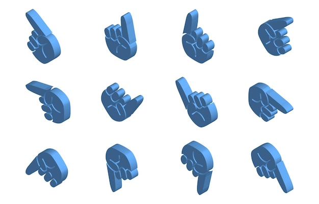 Vector conjunto de iconos señalador azul isométrica