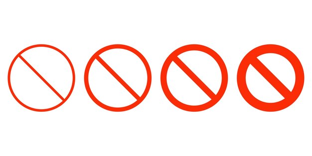 Vector conjunto de iconos de señales prohibidas y señales estrictamente prohibidas ilustración vectorial