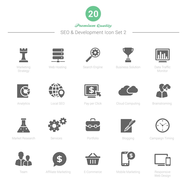 Conjunto de iconos de SEO y desarrollo Conjunto 2
