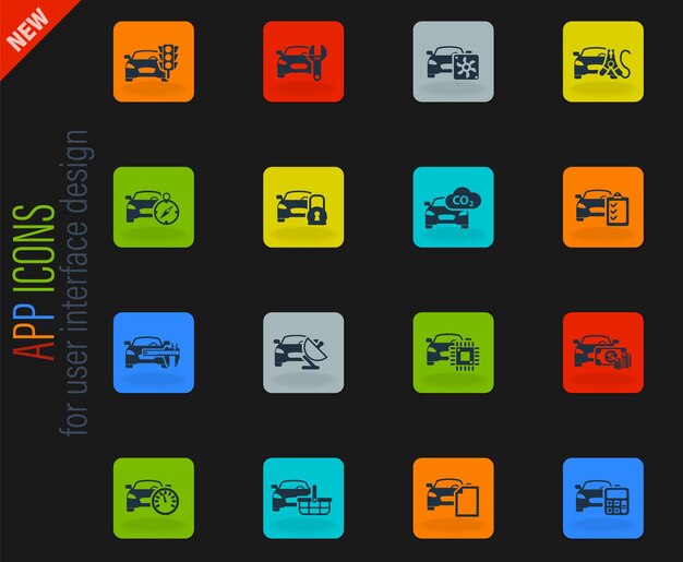 Conjunto de iconos de servicio de coche