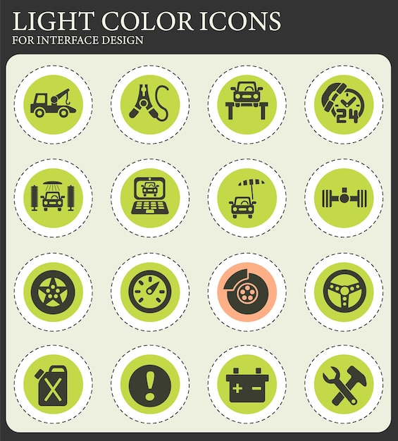 Conjunto de iconos de servicio de coche