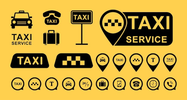 Conjunto de iconos de servicio de taxi