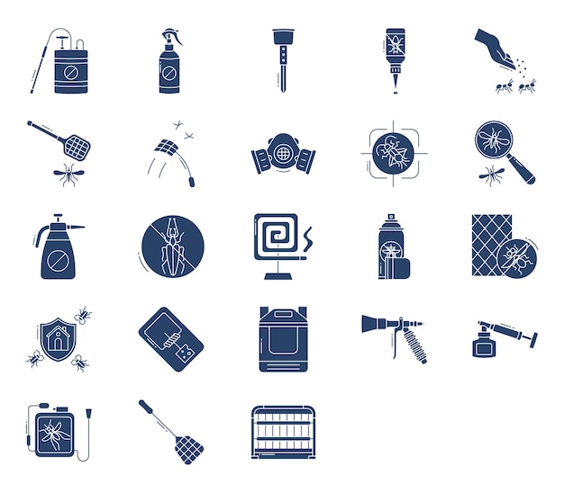 Conjunto de iconos de servicios de limpieza y control de plagas
