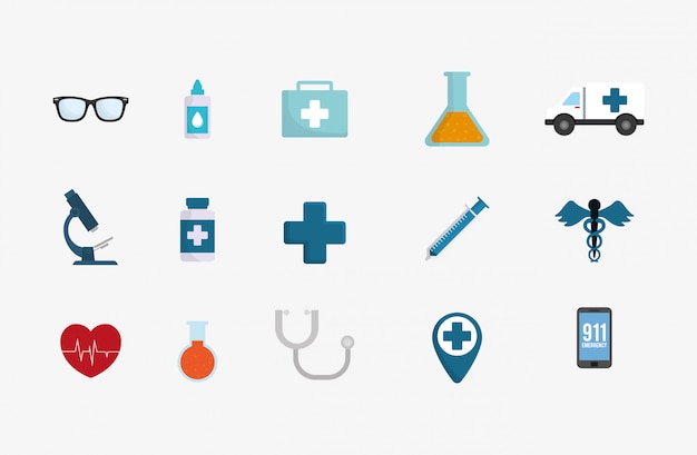 Vector conjunto de iconos de servicios médicos