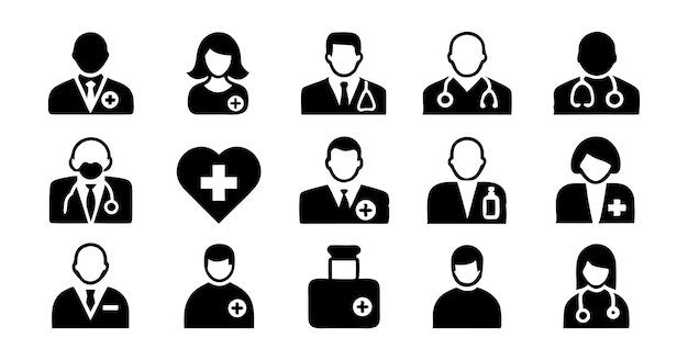 Conjunto de iconos de servicios de salud y Medicare Ambulanza Latido del corazón y símbolos de asistencia médica