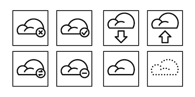 conjunto de iconos de servidor de almacenamiento en nube