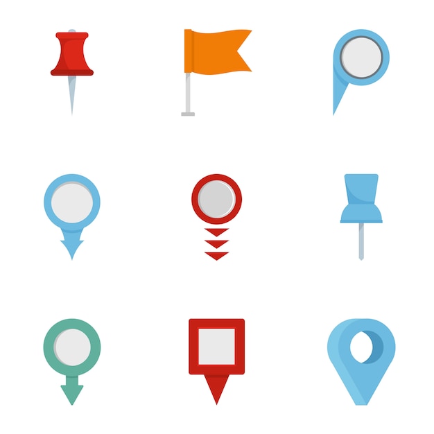 Vector conjunto de iconos de signo de información, estilo plano