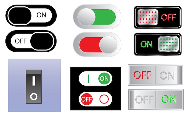 Vector conjunto de iconos de signo de interruptor de alimentación