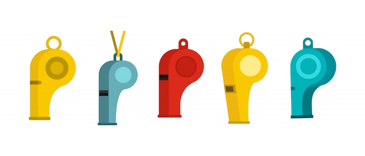 Vector conjunto de iconos de silbato. conjunto plano de la colección de iconos de vector de silbato aislado