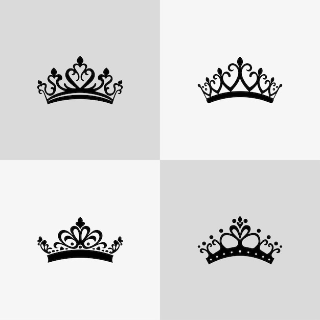 conjunto de iconos de silueta de corona negra