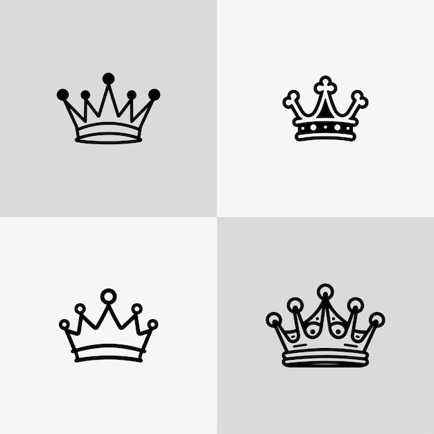 conjunto de iconos de silueta de corona negra