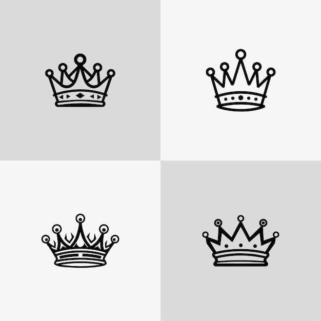 conjunto de iconos de silueta de corona negra