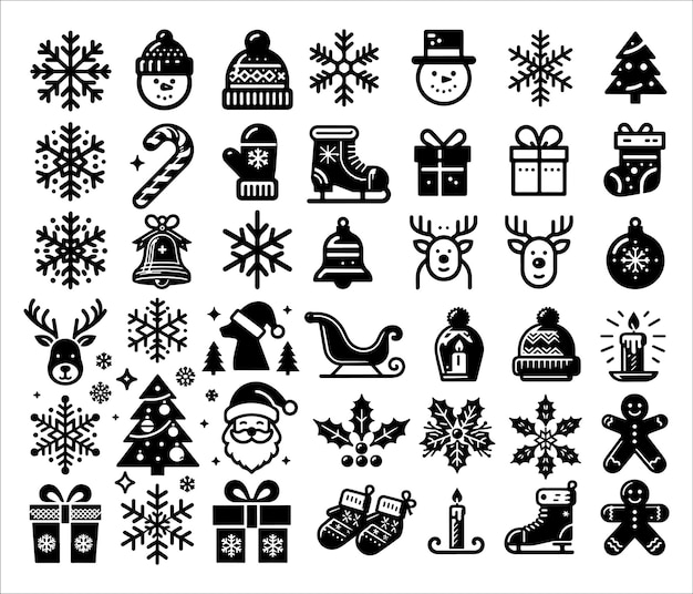 Vector conjunto de iconos de silueta de navidad