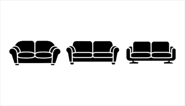 Conjunto de iconos de silueta de sofá Colección vectorial de sofá moderno y clásico