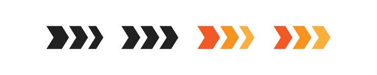 Vector conjunto de iconos simples de flecha de velocidad adelante ilustración de concepto aislado en estilo plano vectorial