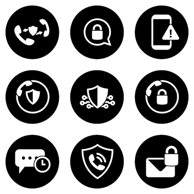 Conjunto de iconos simples en un tema conexión segura