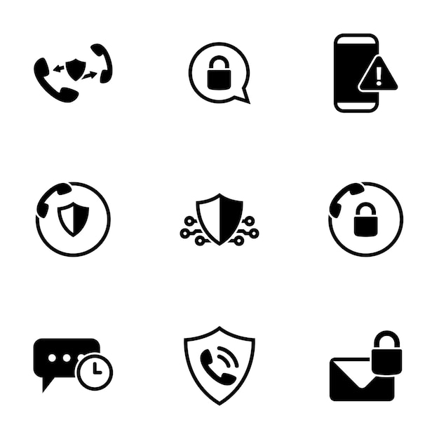 Conjunto de iconos simples en un tema conexión segura